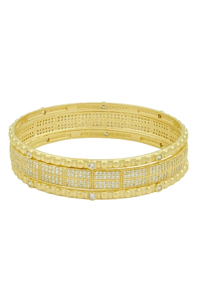 Freida Rothman Amazonian Allure Set Of 3 Pave Bangles In Gold