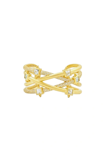 Freida Rothman Ocean Azure Cuff Bracelet In Gold/ Aqua