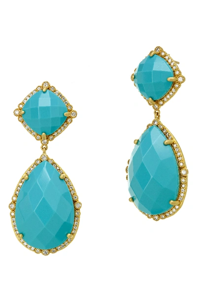 Freida Rothman 'metropolitan' Stone Drop Earrings In Gold/ Turquoise