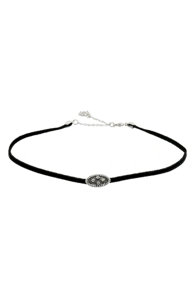 Freida Rothman If Charm Choker Necklace, 11 In Black/ Silver