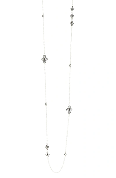 Freida Rothman Industrial Finish Long Station Necklace In Black/ Silver
