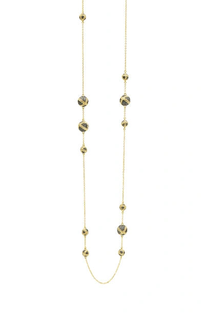 Freida Rothman Textured Ornaments Station Necklace In Black/ Gold