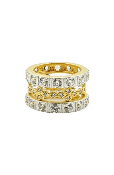 Freida Rothman Set Of Three Stacking Rings In Gold/ Silver