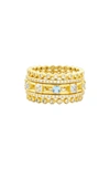 Freida Rothman Ocean Azure Cubic Zirconia Ring In Gold/ Aqua