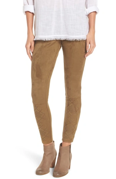 Hue Faux Suede Leggings In Artichoke