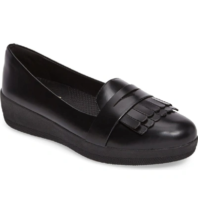 Fitflop Fringey Loafer In All Black Leather