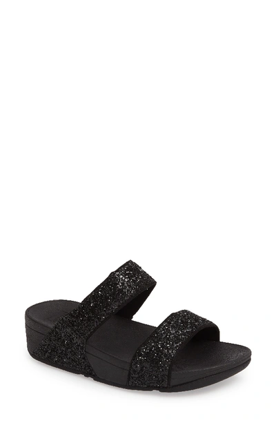 Fitflop Glitterball Slide Sandal In Black Fabric