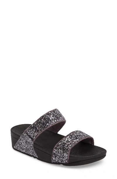 Fitflop Glitterball Slide Sandal In Pewter Fabric