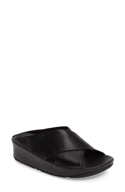 Fitflop Kys Backless Platform Wedge In Black Leather