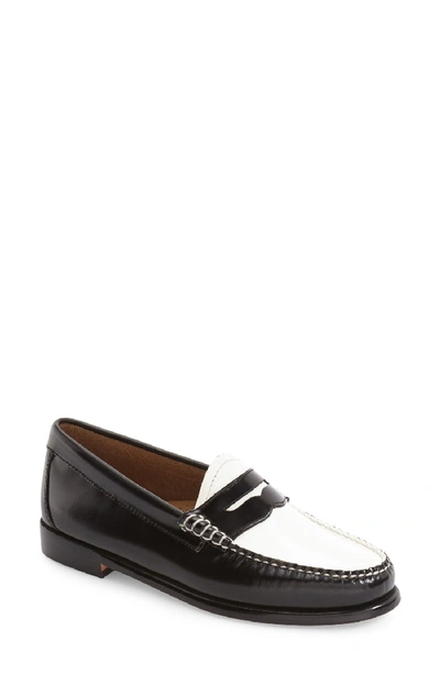 G.h. Bass & Co. Women's Weejuns Whitney Penny Loafers Women's Shoes In Black/ White Leather