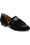 G.h. Bass & Co. 'harlow' Kiltie Leather Loafer In Black/ Houndstooth Fabric