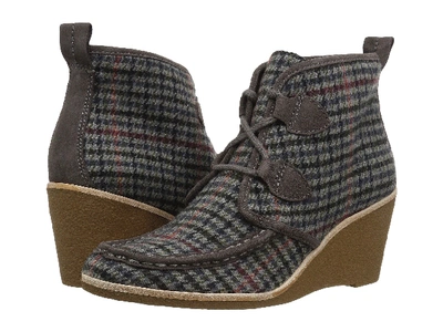 G.h. Bass & Co. Rosa Wedge Bootie In Charcoal Plaid Fabric