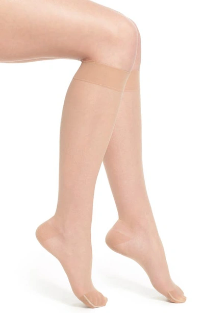 Item M6 Sheer Compression Knee High Socks In Powder