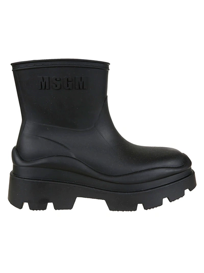 Msgm Logo Outdoor Boots In Black