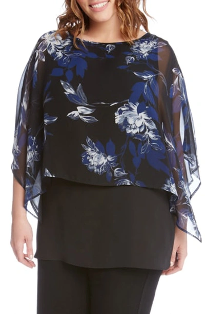 Karen Kane Floral Print Double Layer Boat Neck Top In Print