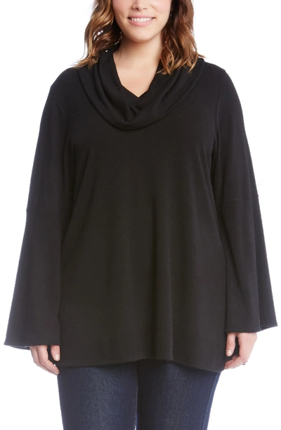 Karen Kane Flare Sleeve Cowl Neck Sweater In Black