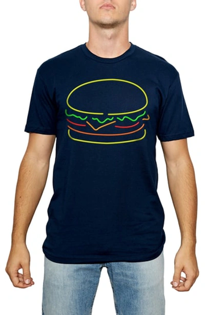 Kid Dangerous Neon Cheeseburger Graphic T-shirt In Navy