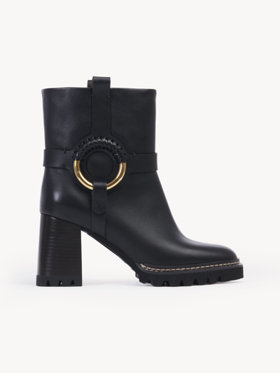 See By Chloé 100mm Leather Ankle Boots In Black