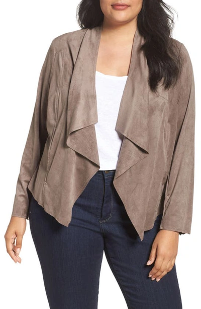 Kut From The Kloth Drape Front Faux Suede Jacket In Buff