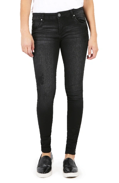 Kut From The Kloth Mia Embroidered Skinny Jeans In Versed W/ Black Base