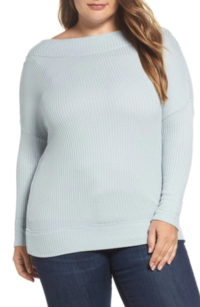 Lucky Brand Trendy Plus Size Waffle Thermal Top In Light Blue