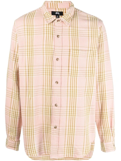 Stussy Tartan Long-sleeve Cotton Shirt In Pink