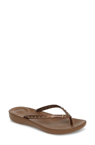Fitflop Iqushion Flip Flop In Bronze/ Bronze