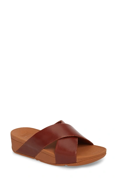 Fitflop Lulu Cross Slide Sandal In Cognac