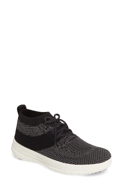 Fitflop Uberknit High Top Sneaker In Black/ Charcoal Fabric