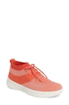 Fitflop Uberknit High Top Sneaker In Hot Coral/ Neon Blush Fabric