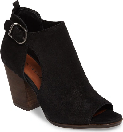 Lucky Brand Oona Open Side Bootie In Black Leather