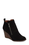 Lucky Brand Yesterr Wedge Bootie In Black Suede