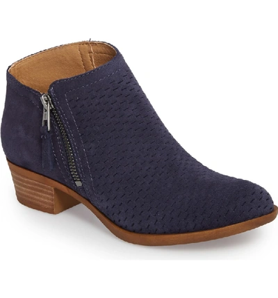 Lucky Brand Brielley Perforated Bootie In Moroccan Blue Suede