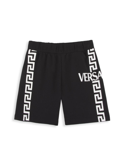 Versace Babies' Boys Black Cotton Greca Shorts