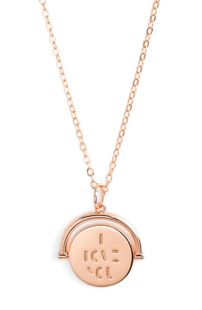 Lulu Dk Love Code Spinning Pendant Necklace In I/rose Gold