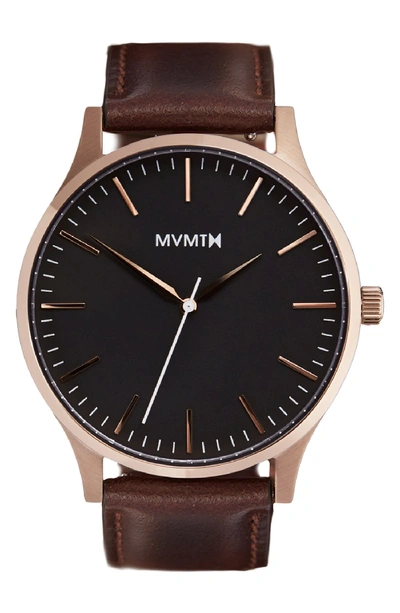 Mvmt Leather Strap Watch, 40mm In Brown/ Rose Gold/ Black