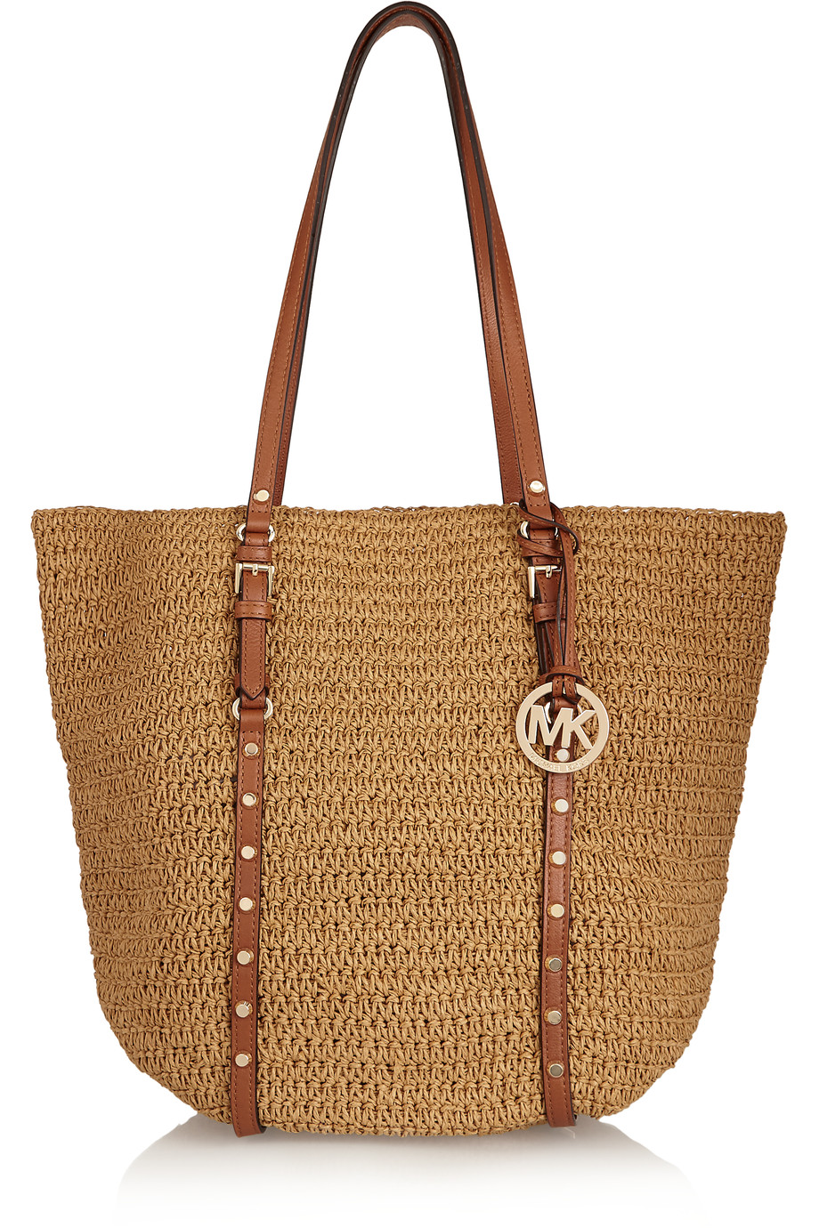 Michael Michael Kors Leather-trimmed Woven Straw Tote | ModeSens