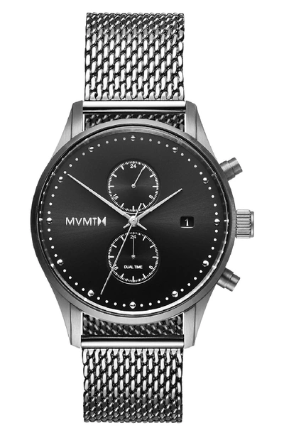 Mvmt Voyager Chronograph Mesh Strap Watch, 42mm In Black/ Silver