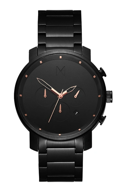 Mvmt The Chrono Chronograph Bracelet Watch, 45mm In All Black/ Rose Gold