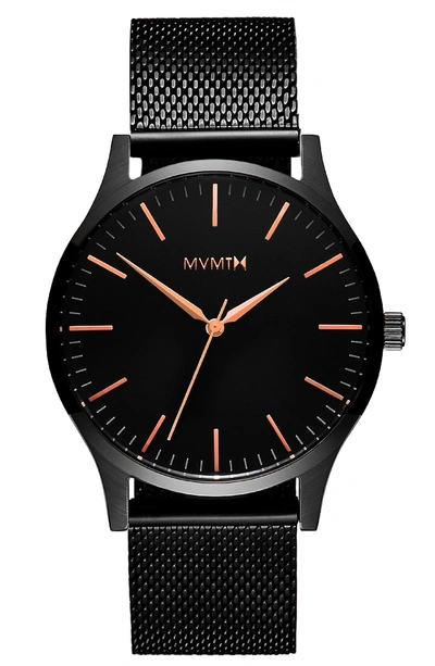 Mvmt The 40 Rose Mesh Strap Watch, 40mm In All Black/ Rose Gold