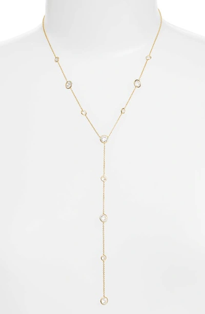 Nadri Cubic Zirconia Bezel Y-necklace In Gold