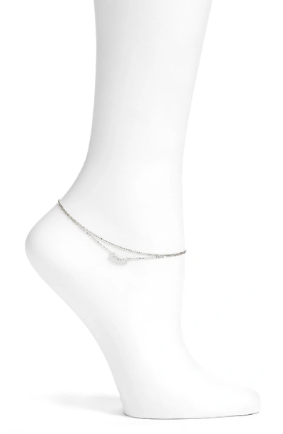 Nadri Salome Cubic Zirconia Double Chain Anklet In Silver