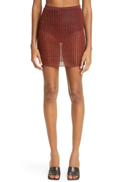 A. Roege Hove Patricia Ladder Stitch Organic Cotton Blend Miniskirt In Brown