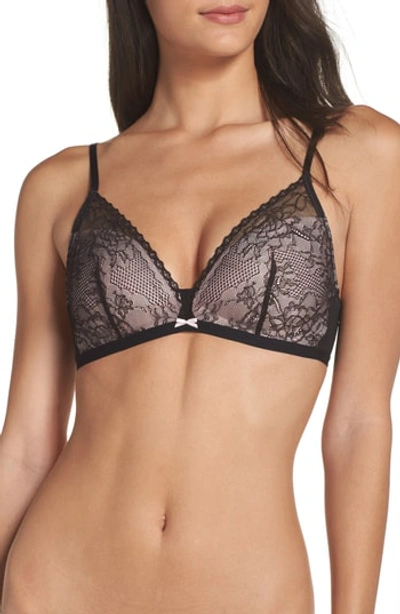 Betsey Johnson Date Night Lace Bralette In Raven Black