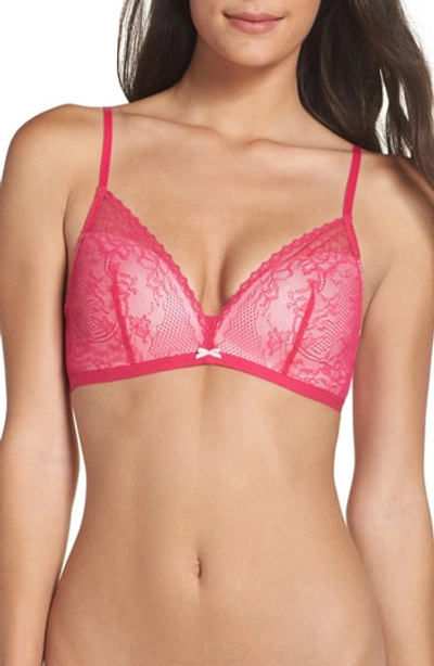 Betsey Johnson Date Night Lace Bralette In Rosey Pink