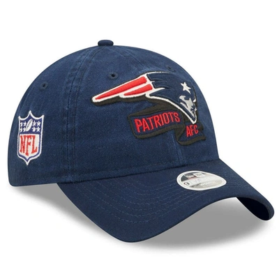 New Era Navy New England Patriots 2022 Sideline Adjustable 9twenty Hat