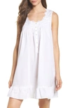Eileen West Cotton Chemise In Solid White