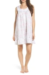 Eileen West Cotton Chemise In White Watercolor Floral