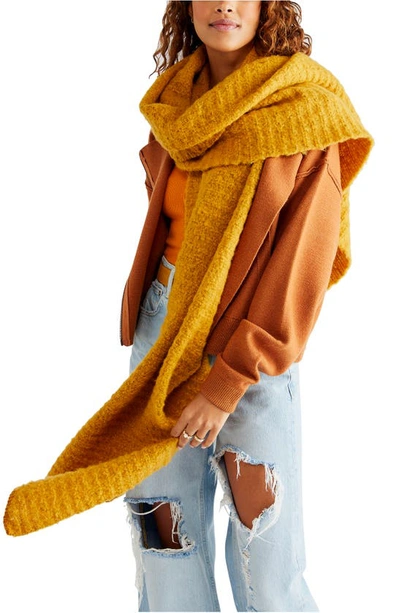 Free People Ripple Recycled Blend Blanket Scarf In Gold Rod