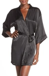 In Bloom By Jonquil Madison Solid Wrap Short Robe In Black